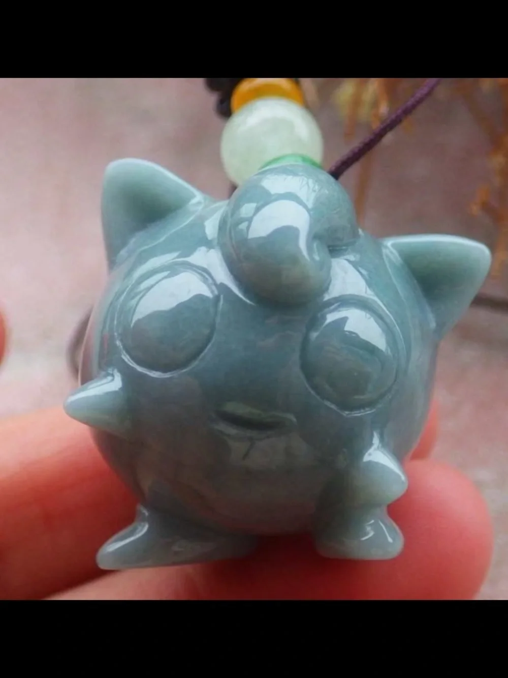 Certificate jadeite Jade cute cartoon green Pokemon jigglypuff pendant circle